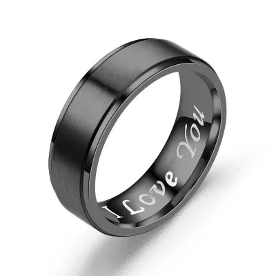 Simple Design Smooth Surface Inside Carving Stainless Steel Star Ring
