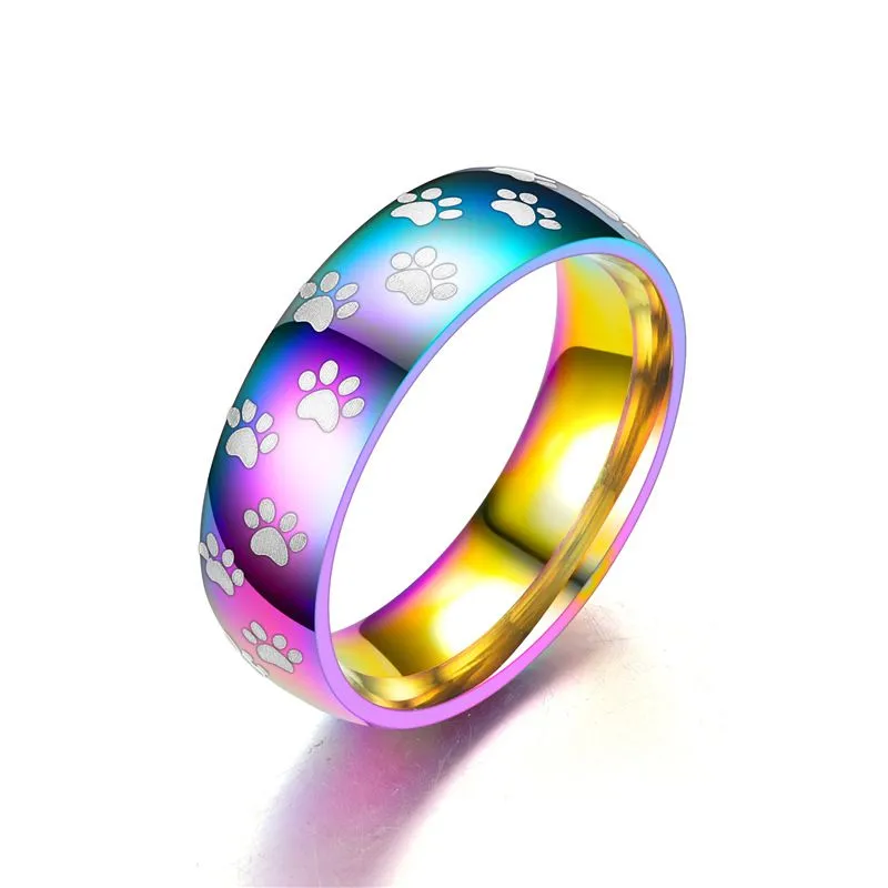 Fashion Cute Animal Paw Print Design Stainless Steel Ring