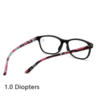 New Arrival Older Person High Quality Resin Square Frame Floral Pattern Reading Glasses