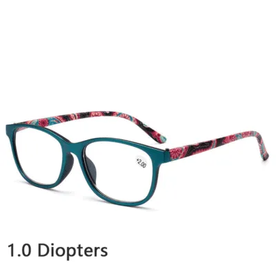 New Arrival Older Person High Quality Resin Square Frame Floral Pattern Reading Glasses