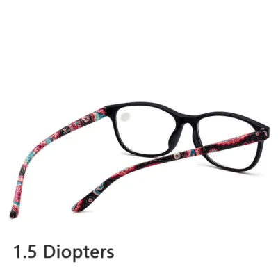 New Arrival Older Person High Quality Resin Square Frame Floral Pattern Reading Glasses