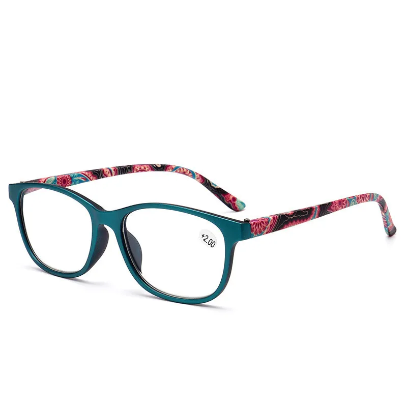 New Arrival Older Person High Quality Resin Square Frame Floral Pattern Reading Glasses