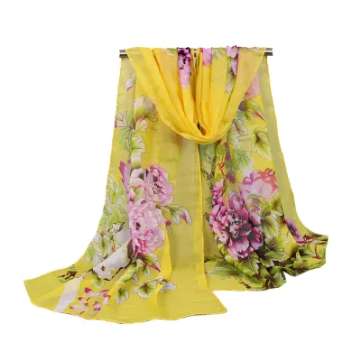 Fashion Peony Floral Ladies Chiffon Scarf