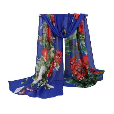 Fashion Peony Floral Ladies Chiffon Scarf