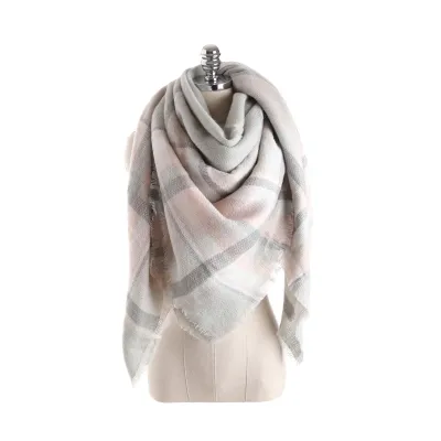 Fashion Color Blocking Design Women Plaid Scarf