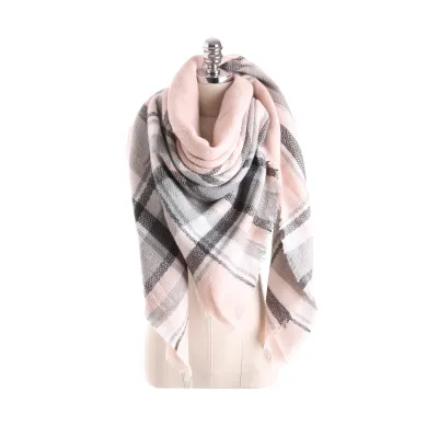 Fashion Color Blocking Design Women Plaid Scarf