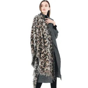 Winter Autumn Thickening Pashmina Leopard Print Women Long Scarf