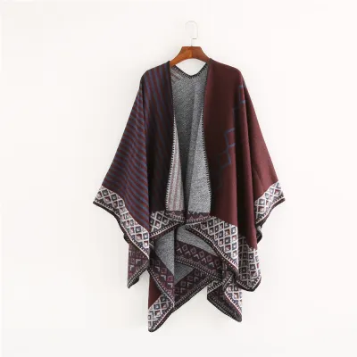 Unique Color Blocking Design Elegant Women Geometric Thickening Pashmina Shawl