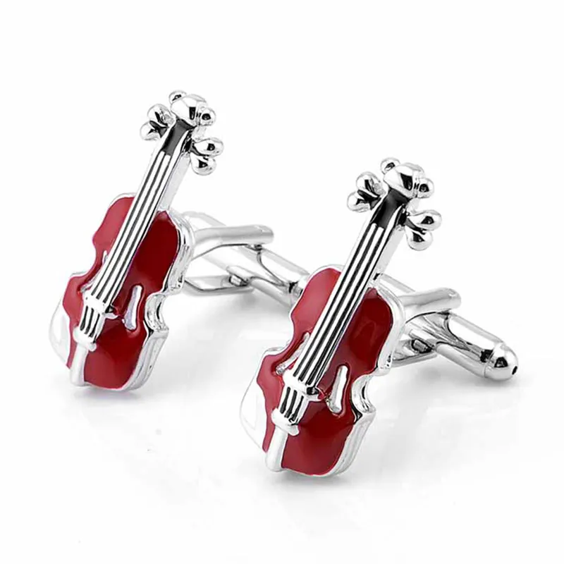 Fashion Elegant Lovers Style Violin Cufflinks Brass
