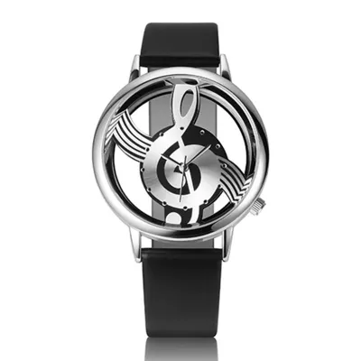 Personality Creative Transparent Hollow Out Note-Shape College Style Unisex Quartz Wrist Watch