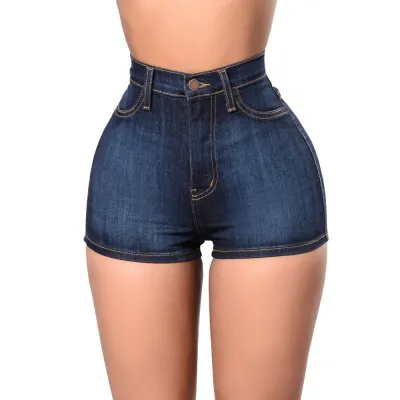 Classic Blue Women Sexy Tight Stretchy Denim Shorts