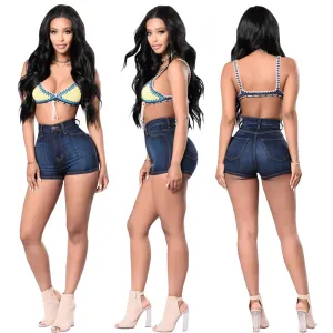 Classic Blue Women Sexy Tight Stretchy Denim Shorts