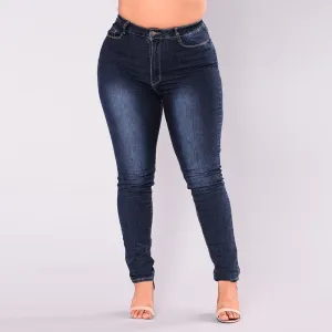 Venta al por mayor de moda Simple clásico de gran tamaño lápiz elástico ropa de calle más barato de cintura alta mujeres Skinny Jeans