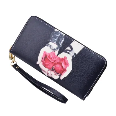 New Fashion Charming Long PU Wallet with Zipper Cards Receiving Wallet