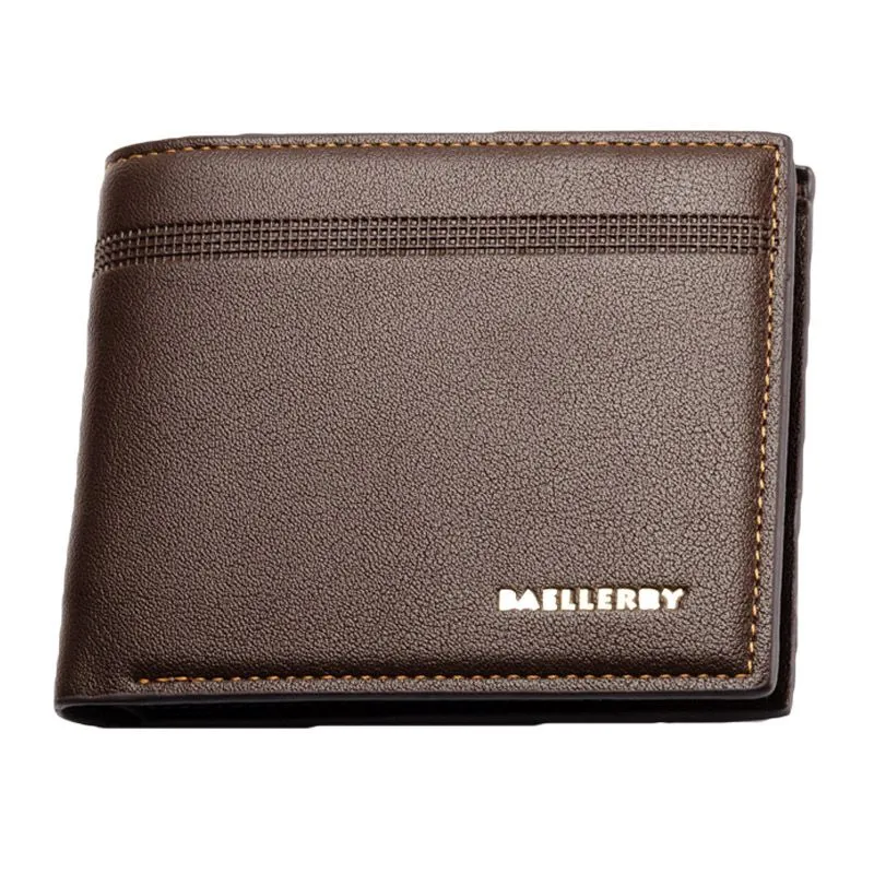 Fashion Men High Quality PU Leather Litchi Grain Solid Color Wallet