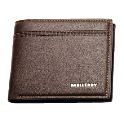 Fashion Men High Quality PU Leather Litchi Grain Solid Color Wallet