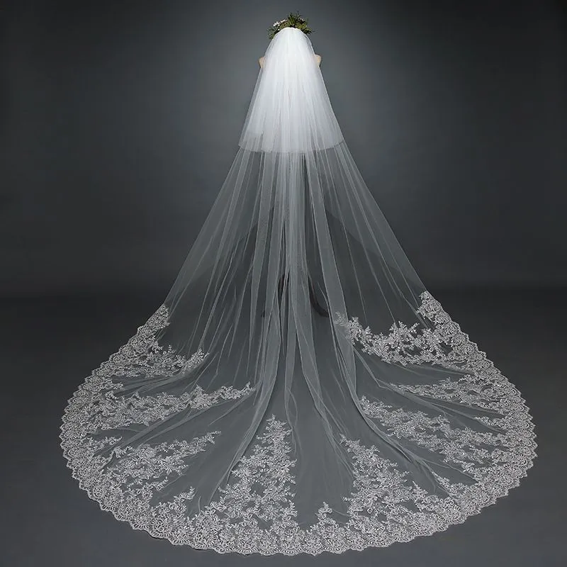 Large Size Romantic Women's Wedding Sweep Train Bridal Veil