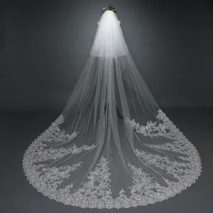 Large Size Romantic Women's Wedding Sweep Train Bridal Veil