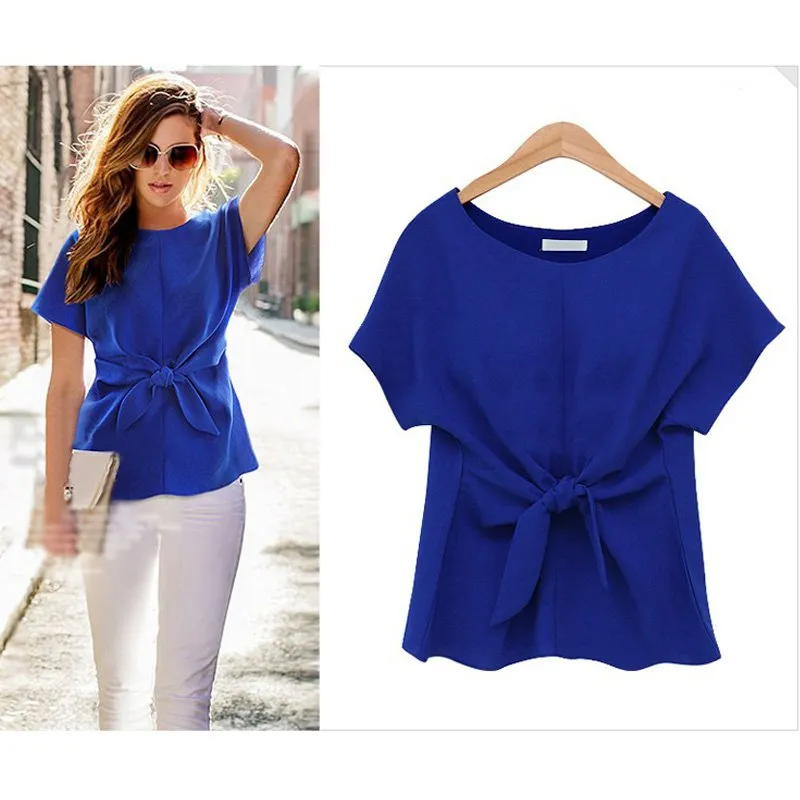 Summer Elegant Women's Chiffon Bow-Knot Loose Blouse
