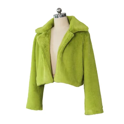 Women Bright Color Luxury Winter Warm Plush Faux Fur Coat