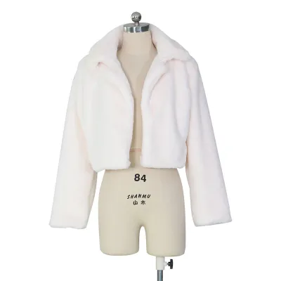 Women Bright Color Luxury Winter Warm Plush Faux Fur Coat