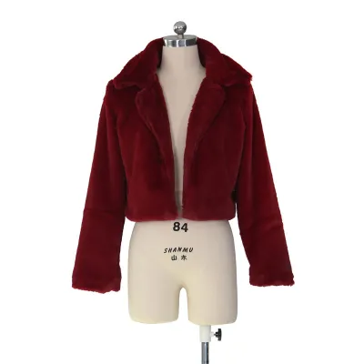 Women Bright Color Luxury Winter Warm Plush Faux Fur Coat