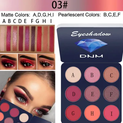 DNM 9 Colors Matte Shimmer Nude Eyeshadow Powder Palette Long Lasting Universal