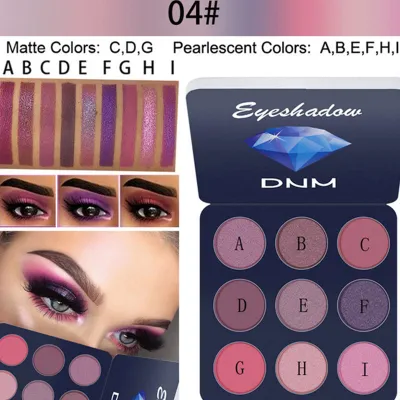 DNM 9 Colors Matte Shimmer Nude Eyeshadow Powder Palette Long Lasting Universal