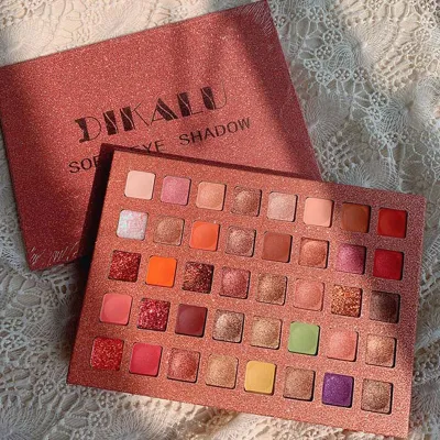 DIKALU 40 Colors Brown Orange Matte Pearlescent Glitter Sequins Eyeshadow Palette Pigment Eye Shadow Makeup Palette
