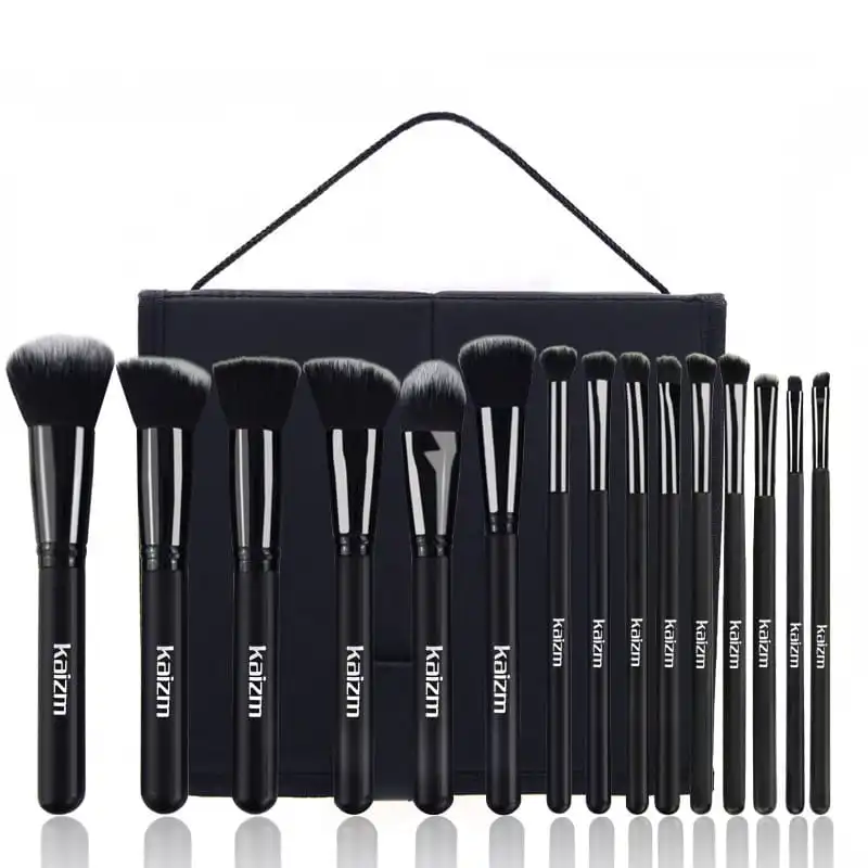 Professional 15pcs Synthetic Makeup Brushes Set with Wooden Handle