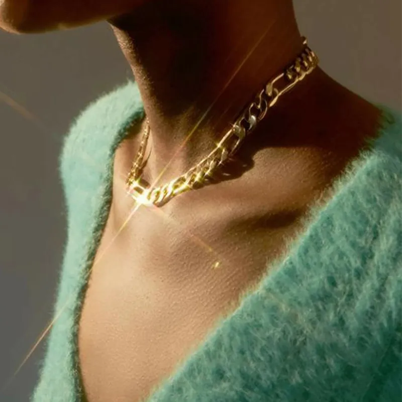 Minimalist Unisex Alloy Geometric Chain Choker Necklace