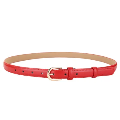 Women's Fashion Genuine Leather Waist Belt with D-Shape Buckle