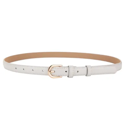 Women's Fashion Genuine Leather Waist Belt with D-Shape Buckle