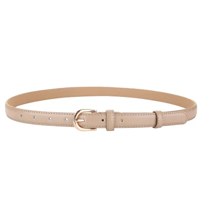 Women's Fashion Genuine Leather Waist Belt with D-Shape Buckle