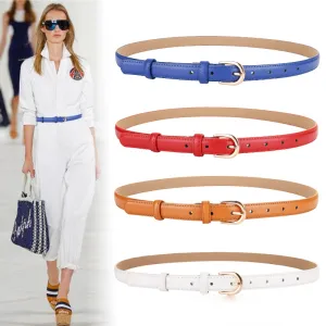 Women's Fashion Genuine Leather Waist Belt with D-Shape Buckle