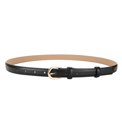 Women's Fashion Genuine Leather Waist Belt with D-Shape Buckle
