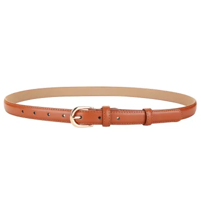 Women's Fashion Genuine Leather Waist Belt with D-Shape Buckle