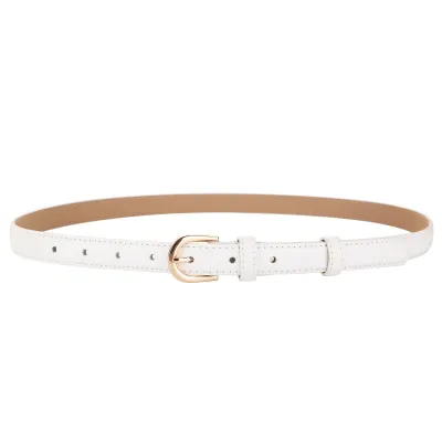 Women's Fashion Genuine Leather Waist Belt with D-Shape Buckle