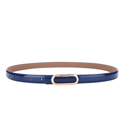 Women's Fashion Dress Belt Genuine Leather Wild Alloy Buckle Fine Width