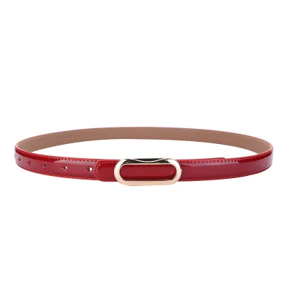 Women's Fashion Dress Belt Genuine Leather Wild Alloy Buckle Fine Width