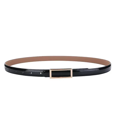Women's Fashion Dress Belt Genuine Leather Wild Alloy Buckle Fine Width