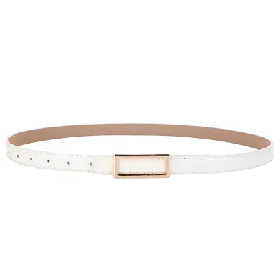 Women's Fashion Dress Belt Genuine Leather Wild Alloy Buckle Fine Width