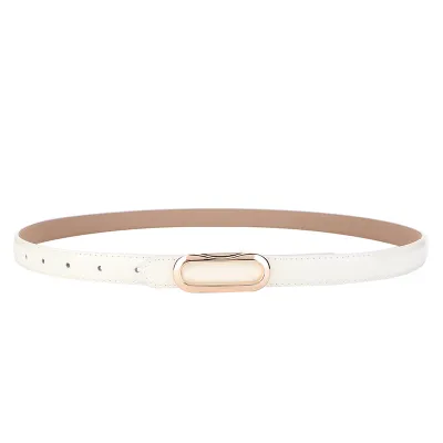 Women's Fashion Dress Belt Genuine Leather Wild Alloy Buckle Fine Width