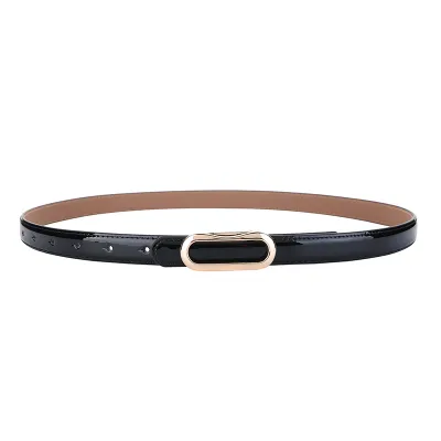 Women's Fashion Dress Belt Genuine Leather Wild Alloy Buckle Fine Width