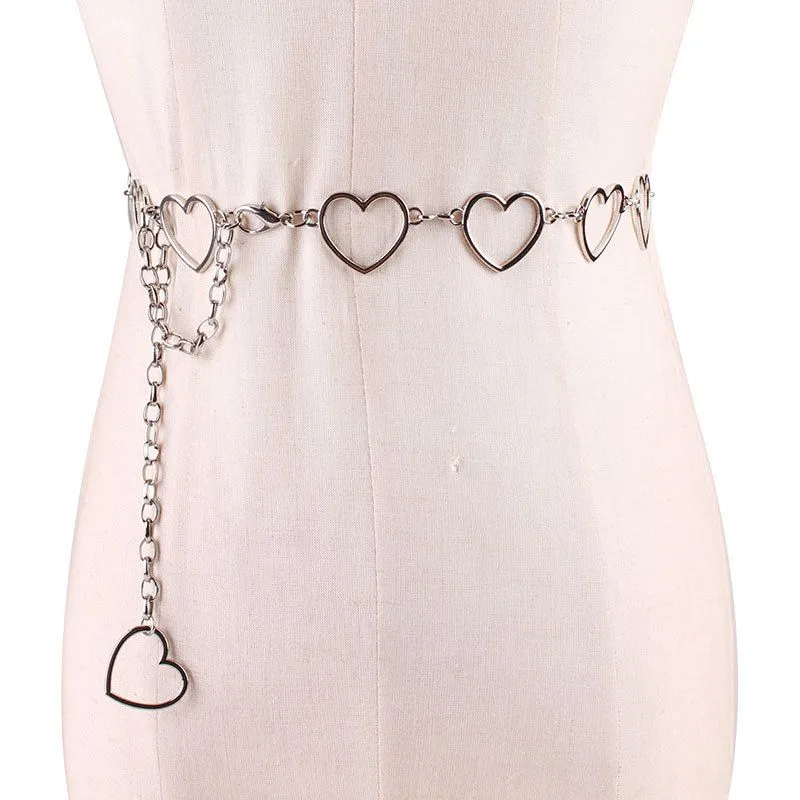 Fashionable Metal Peach Heart Love Waist Chain for Women