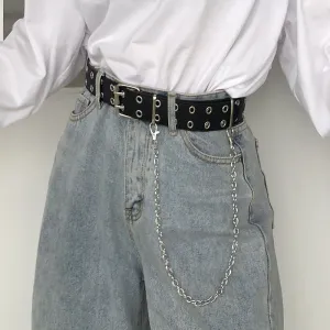 Fashion Jeans Decoration Punk PU Belt With Chain Unisex