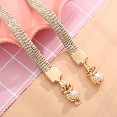 Pearl Buckle Elastic PU Dress Belt