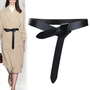 Fashion Women Soft Genuine Leather Knotted Belt