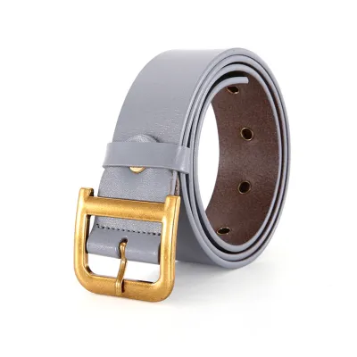 Women Classic Genuine Leather Belt with Metal Buckle