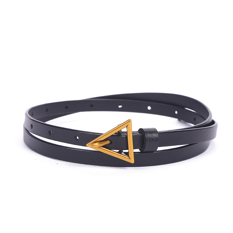 Wholesale Women Golden Triangle Buckle Design Leather Belt